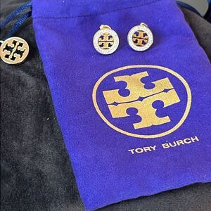 NEW IN BAG TORY BURCH CRYSTAL PAVE STUD EARRINGS AND DUST BAG